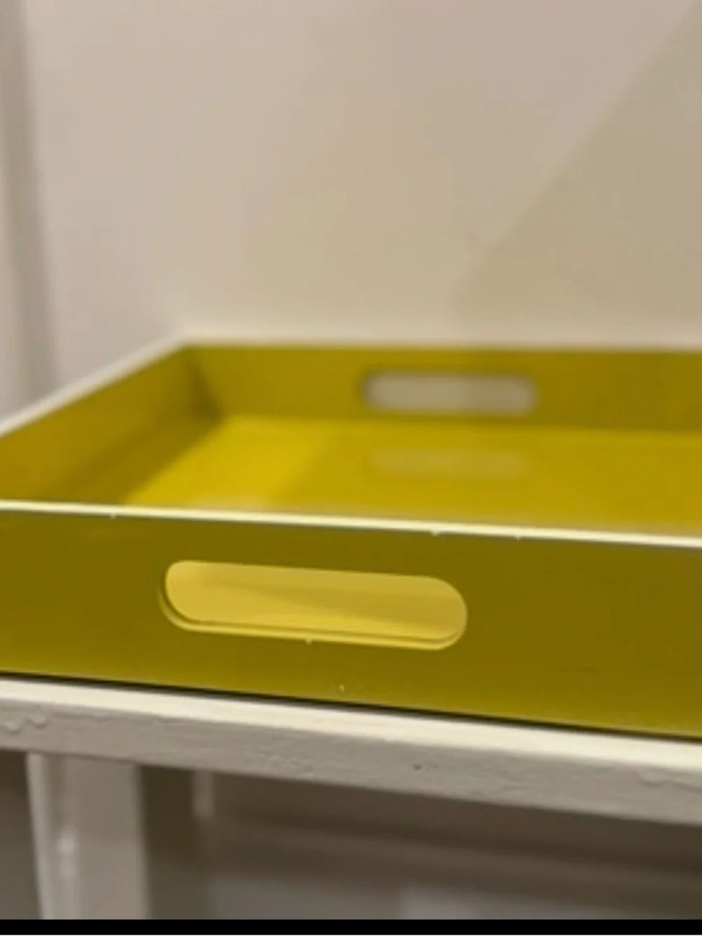 West Elm Lacquer Chartreuse Serving Tray with White Trim